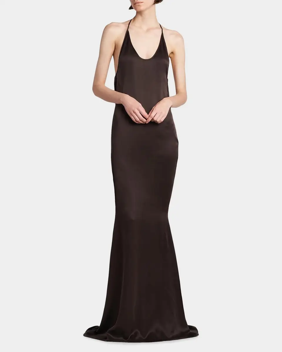 Tom Ford Peach-Feel Silk Backless Trumpet Silhouette | Thumbnail 2 Tom Ford Peach-Feel Silk Backless Trumpet Silhouette | Thumbnail 2