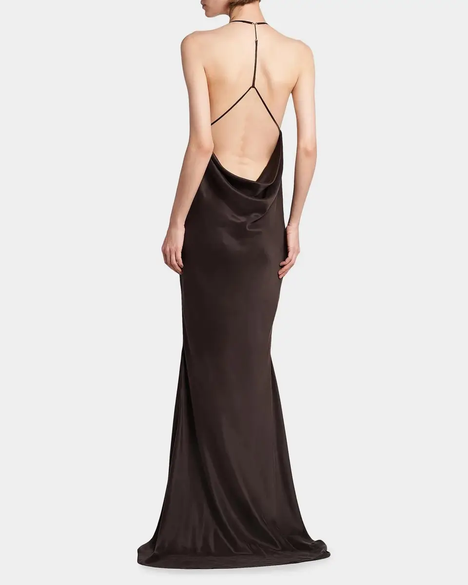 Tom Ford Peach-Feel Silk Backless Trumpet Silhouette | Thumbnail 3 Tom Ford Peach-Feel Silk Backless Trumpet Silhouette | Thumbnail 3
