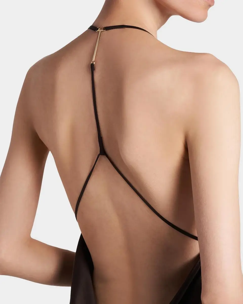 Tom Ford Peach-Feel Silk Backless Trumpet Silhouette | Thumbnail 5 Tom Ford Peach-Feel Silk Backless Trumpet Silhouette | Thumbnail 5