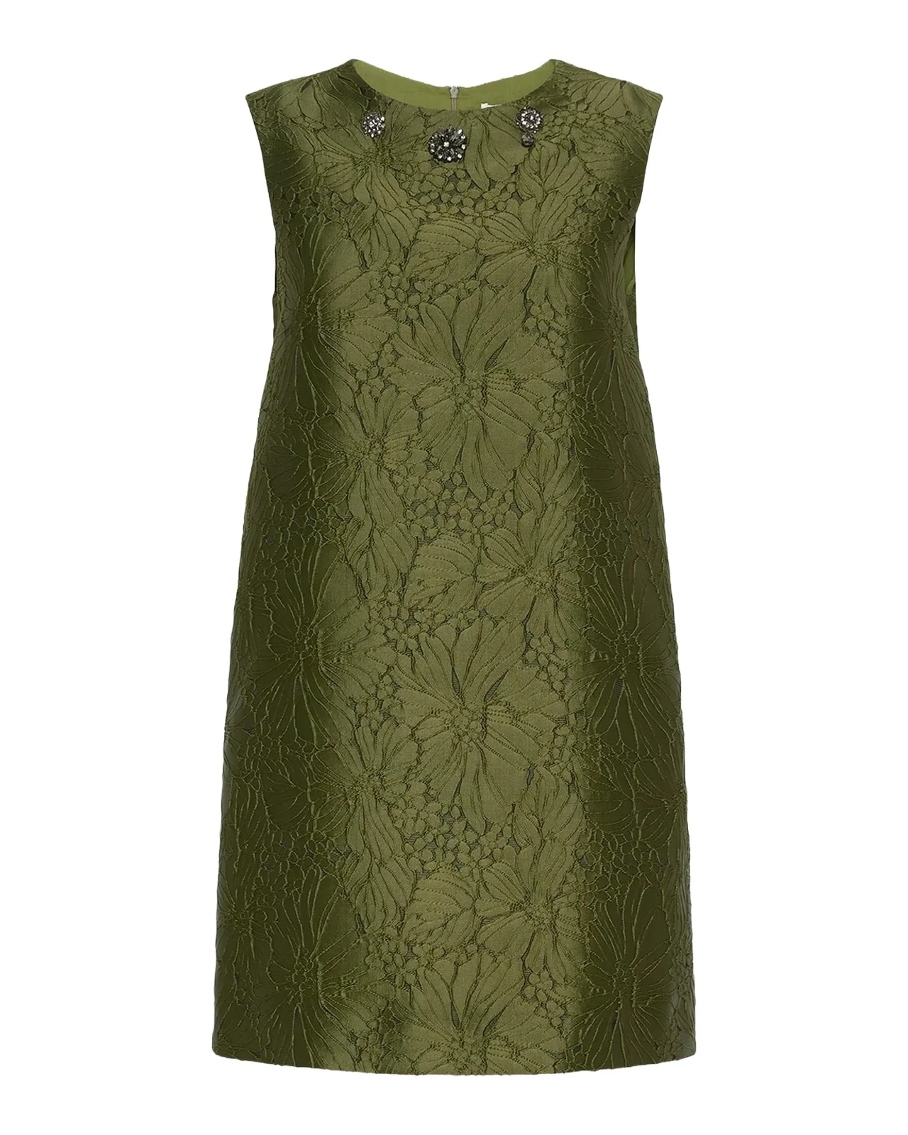 Max Mara Embellished Floral Jacquard Sleeveless Mini Shift Dress