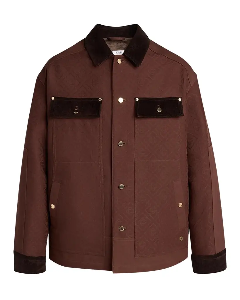 Casablanca Men's Cotton Monogram Corduroy-Trim Shirt Jacket | Image 1 Casablanca Men's Cotton Monogram Corduroy-Trim Shirt Jacket | Image 1