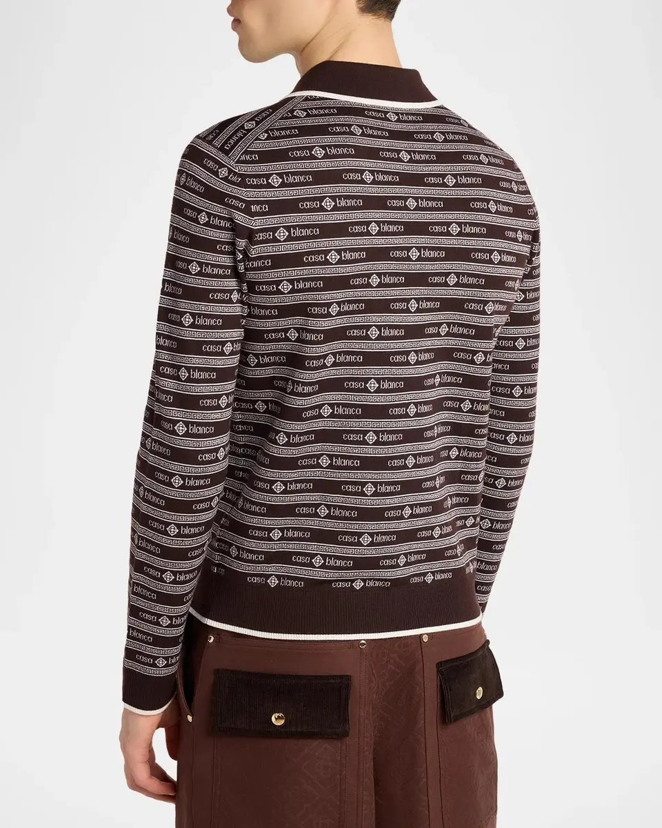 Casablanca Men's Wool Wordmark Polo Sweater | Thumbnail 3 Casablanca Men's Wool Wordmark Polo Sweater | Thumbnail 3