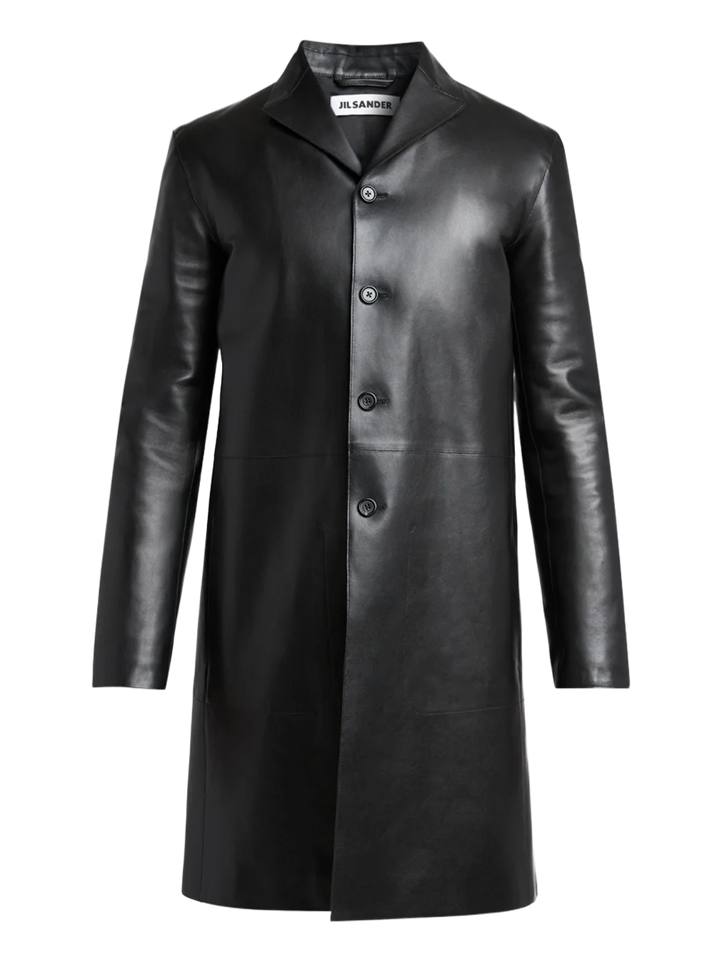 Men's Leather Single-Breasted Long Sport Coat Men's Leather Single-Breasted Long Sport Coat