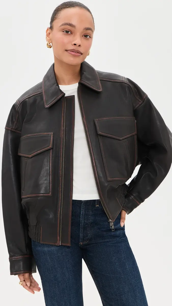 Staud Eugene Leather Jacket | Thumbnail 2 Staud Eugene Leather Jacket | Thumbnail 2