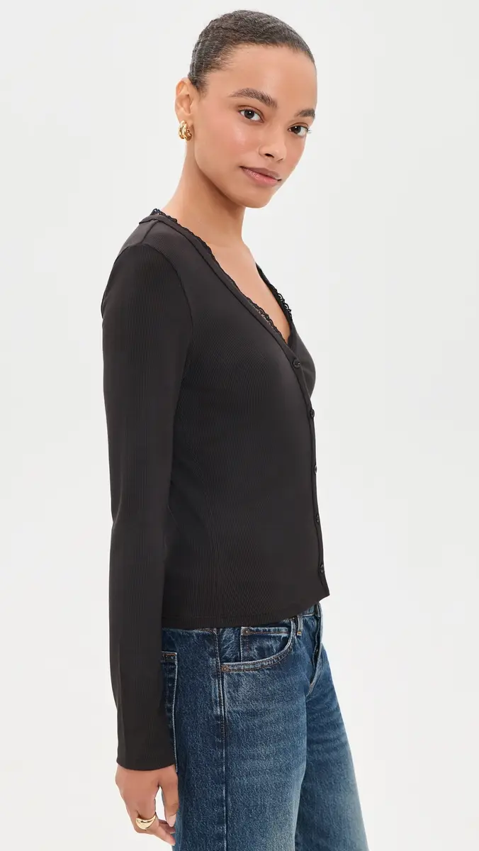 Frame The Rib Trim Cardigan | Thumbnail 4 Frame The Rib Trim Cardigan | Thumbnail 4