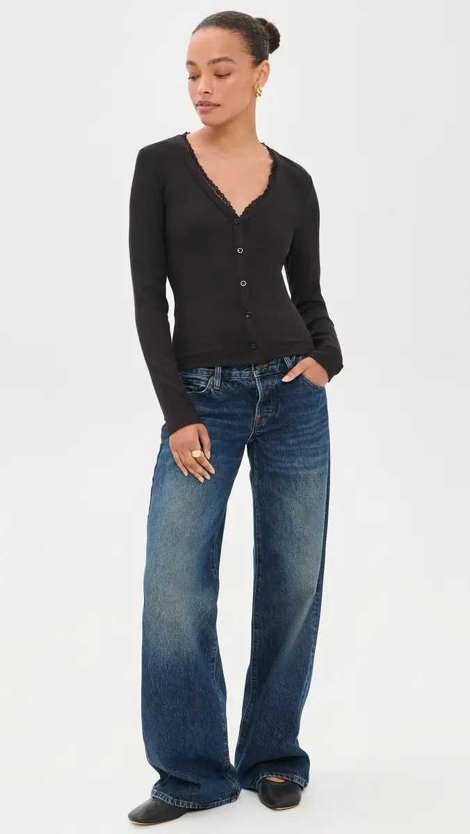 Frame The Rib Trim Cardigan | Thumbnail 5 Frame The Rib Trim Cardigan | Thumbnail 5