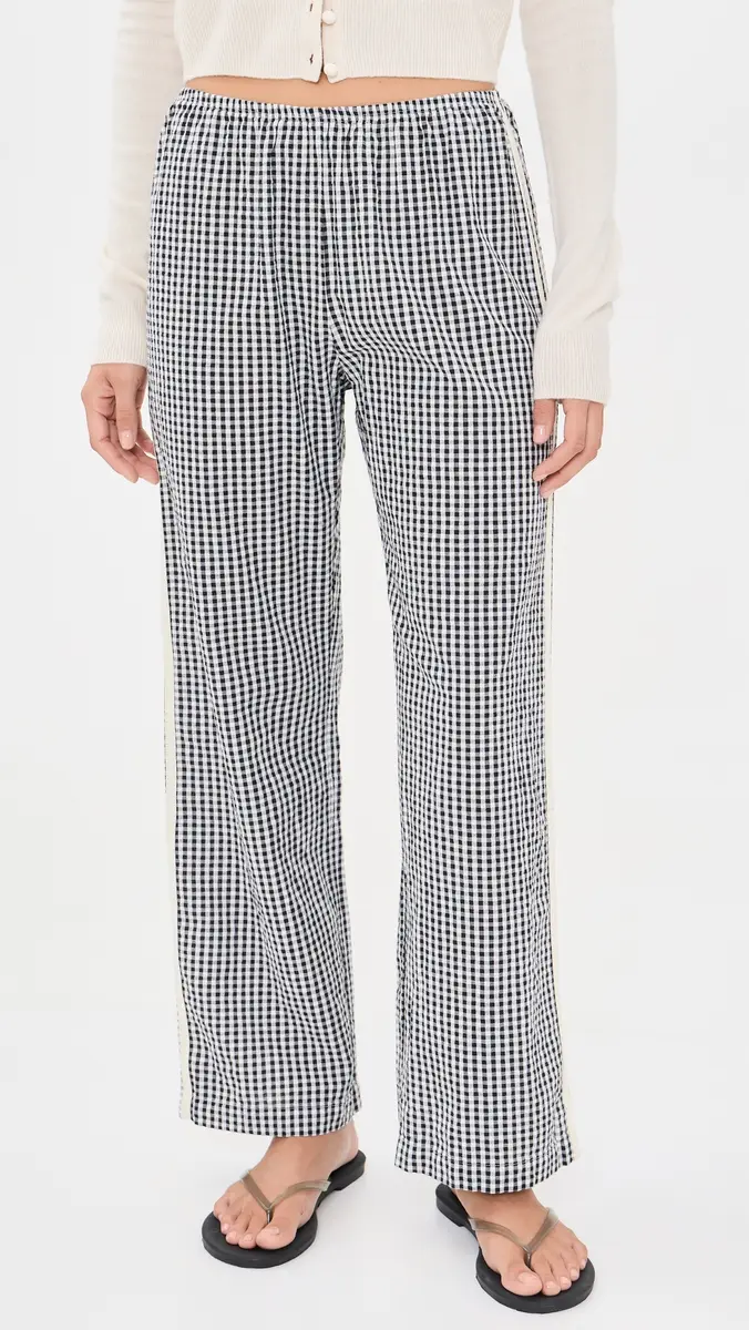 DONNI. DONNI. The Cotton Gingham Stripe Crop Pants | Thumbnail 2