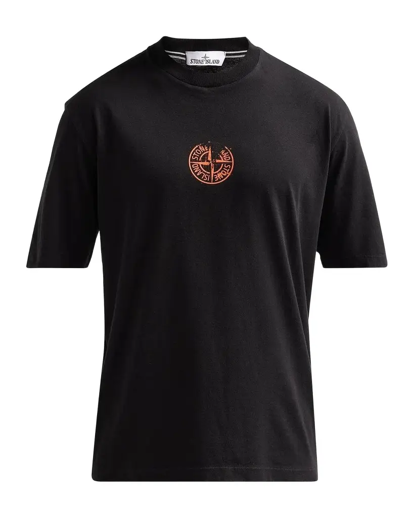 Stone Island Men's Logo Cotton Crewneck T-Shirt | Image 1 Stone Island Men's Logo Cotton Crewneck T-Shirt | Image 1