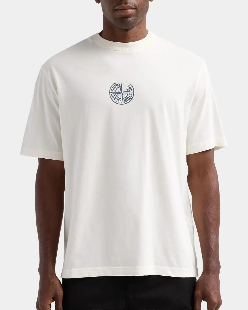 Stone Island Men's Logo Cotton Crewneck T-Shirt | Thumbnail 4 Stone Island Men's Logo Cotton Crewneck T-Shirt | Thumbnail 4