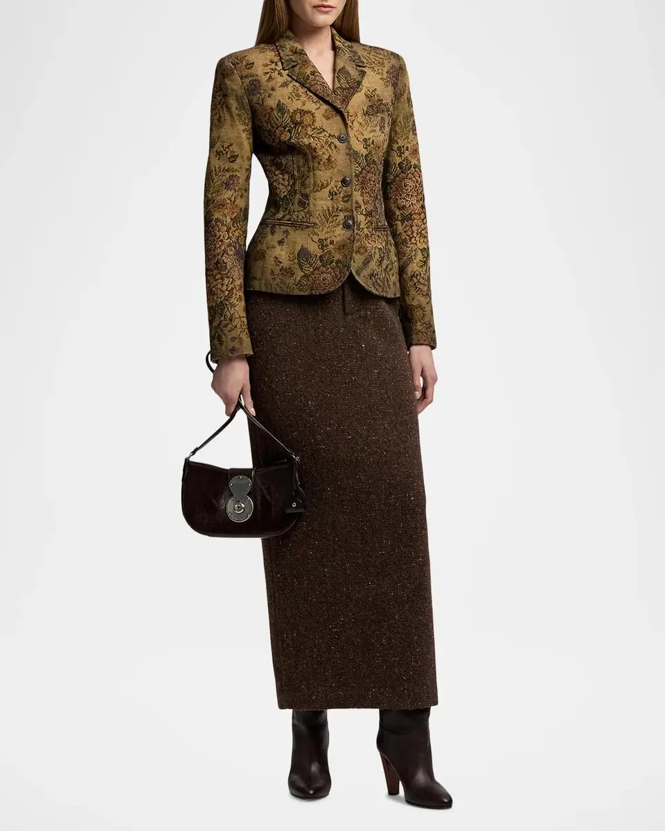 Ralph Lauren Collection Fontaine Wool-Blend Donegal Tweed Skirt | Thumbnail 2