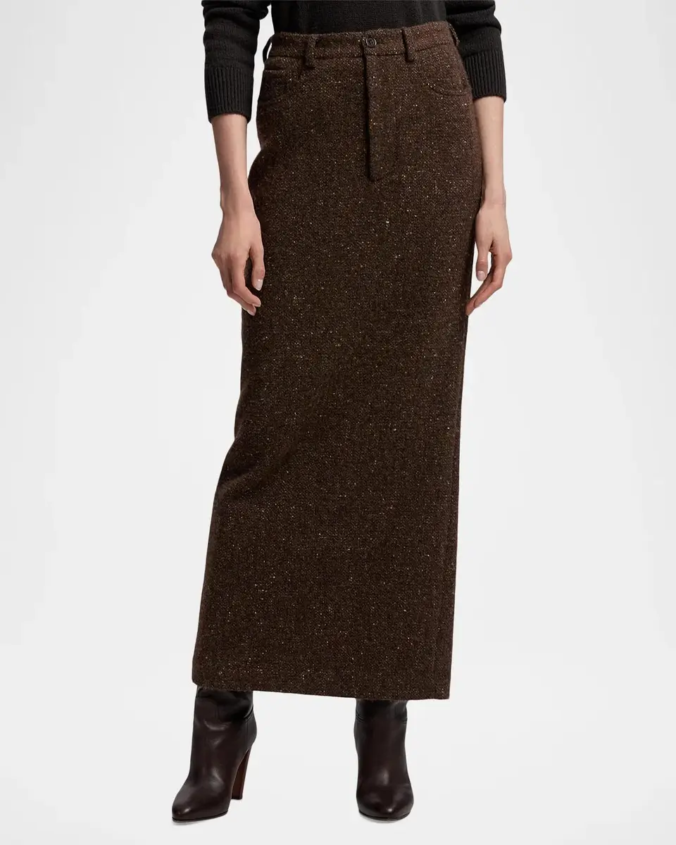 Ralph Lauren Collection Fontaine Wool-Blend Donegal Tweed Skirt | Thumbnail 4