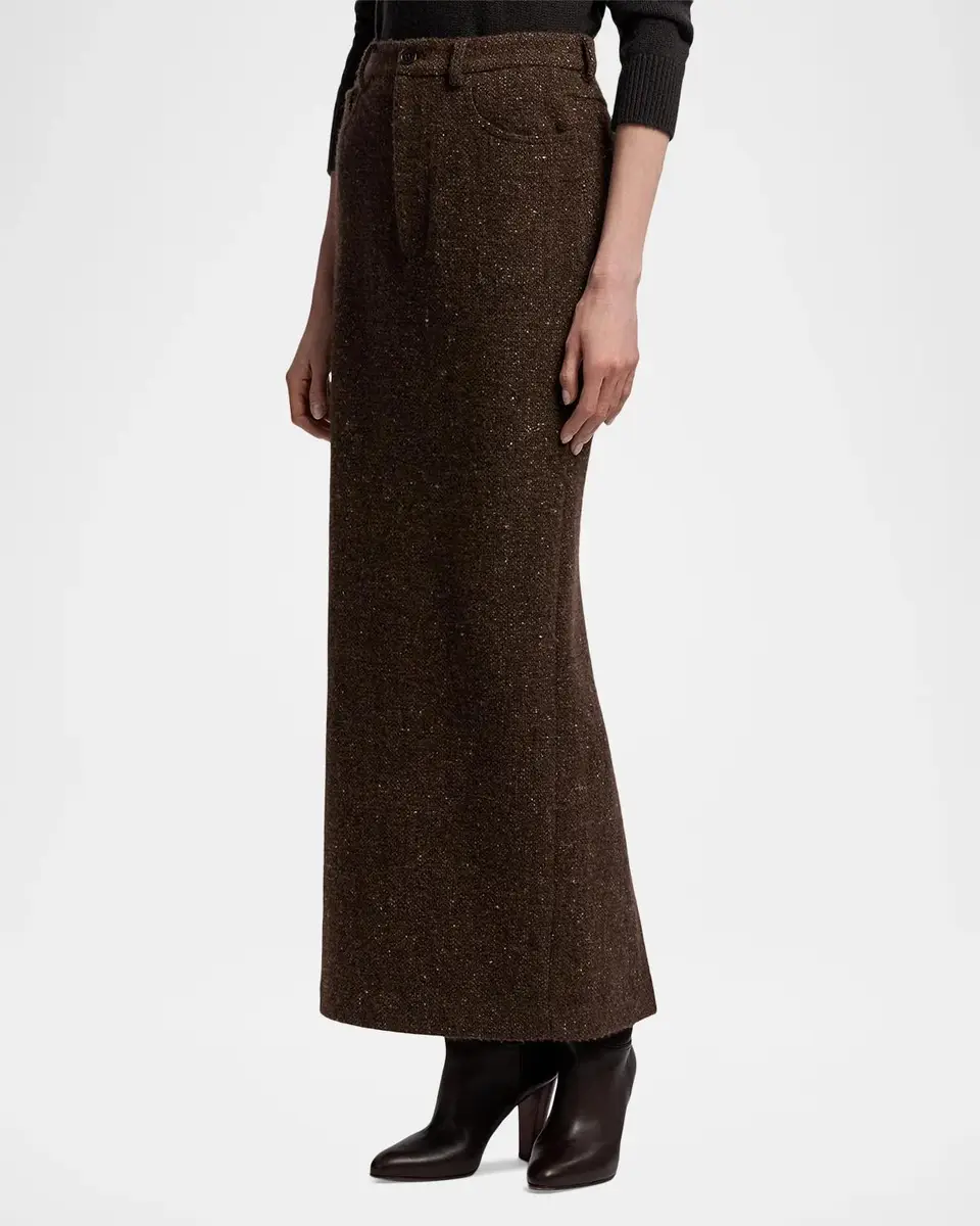 Ralph Lauren Collection Fontaine Wool-Blend Donegal Tweed Skirt | Thumbnail 6