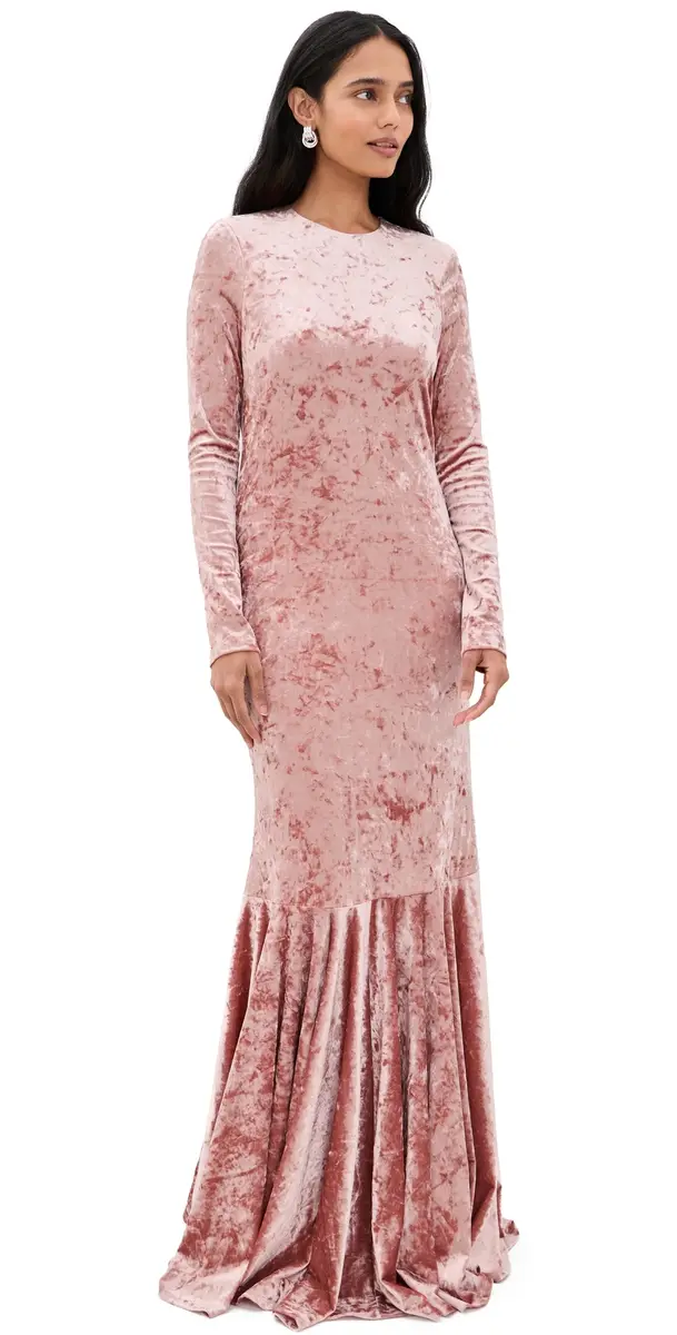 CAROLINE CONSTAS Alexandra Velvet Gown Dusty Rose | Image 1 CAROLINE CONSTAS Alexandra Velvet Gown Dusty Rose | Image 1