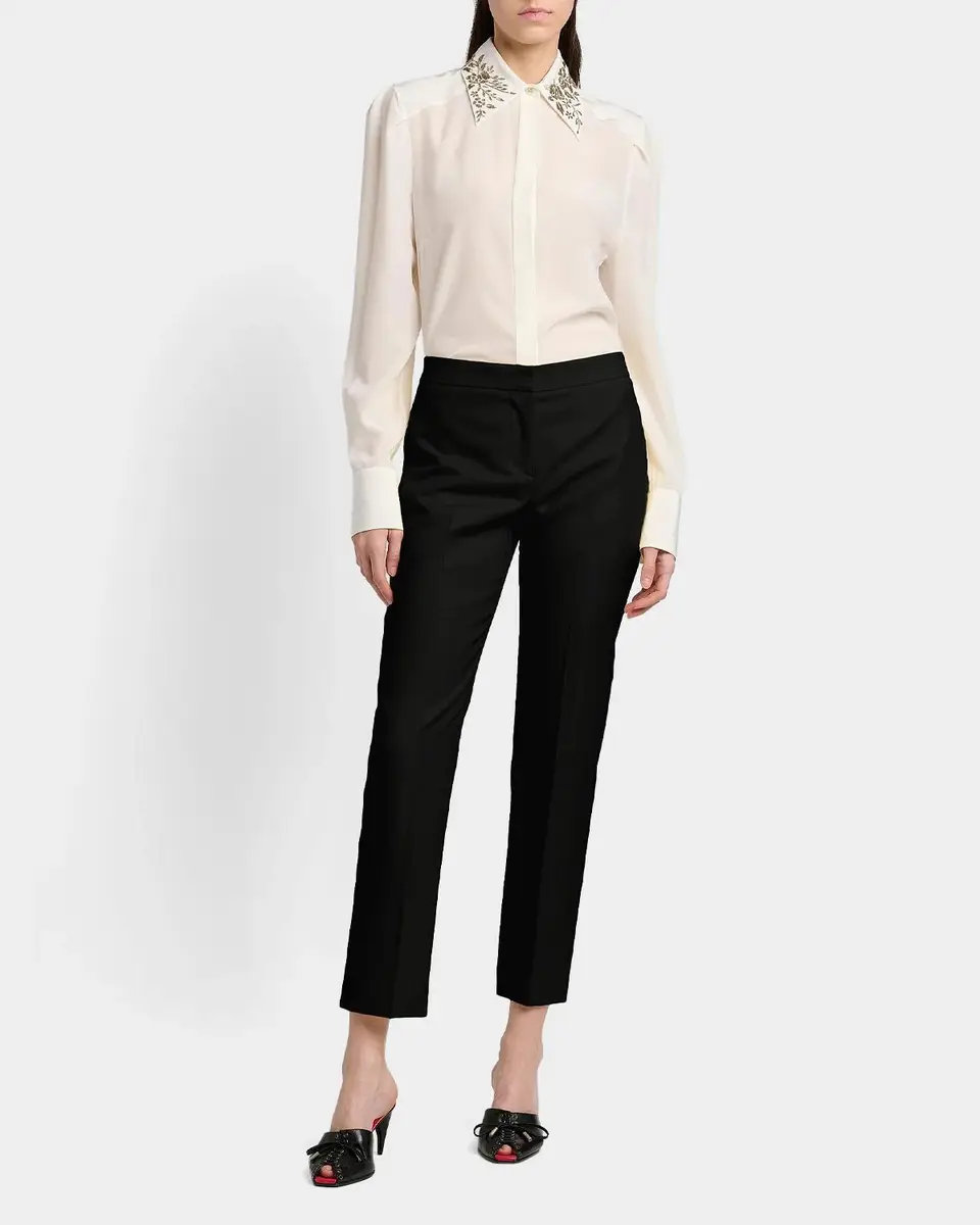 Alexander McQueen Embellished Collar Silk Button-Down Shirt | Thumbnail 2 Alexander McQueen Embellished Collar Silk Button-Down Shirt | Thumbnail 2