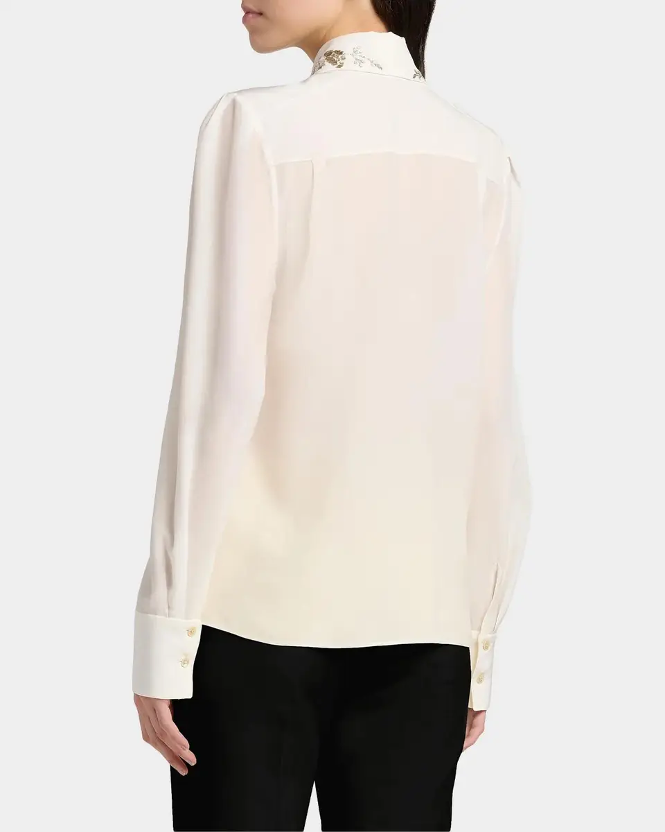 Alexander McQueen Embellished Collar Silk Button-Down Shirt | Thumbnail 3 Alexander McQueen Embellished Collar Silk Button-Down Shirt | Thumbnail 3