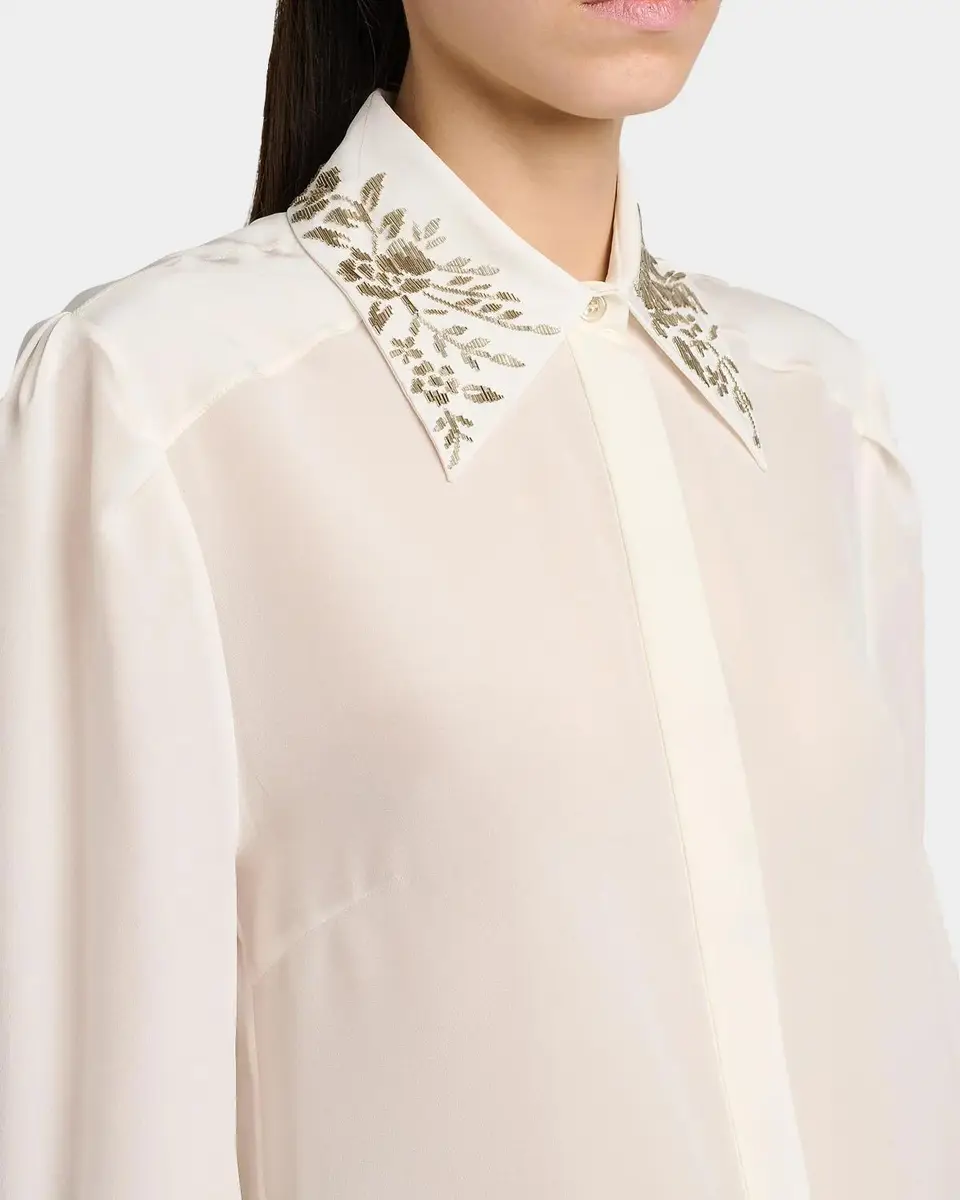 Alexander McQueen Embellished Collar Silk Button-Down Shirt | Thumbnail 5 Alexander McQueen Embellished Collar Silk Button-Down Shirt | Thumbnail 5