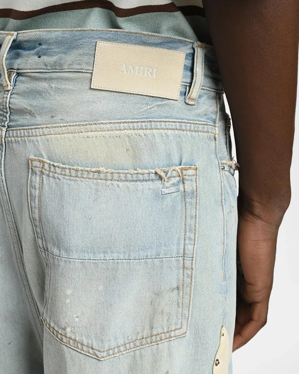 AMIRI Men's Light-Wash Denim Carpenter Jeans with Bone Appliques | Thumbnail 5 AMIRI Men's Light-Wash Denim Carpenter Jeans with Bone Appliques | Thumbnail 5