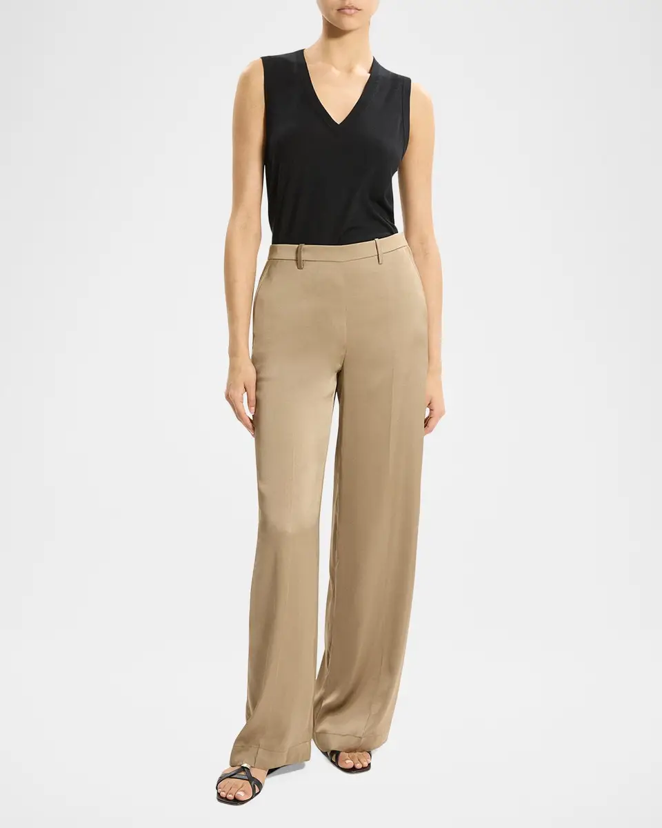 Theory Satin Wide-Leg Pants | Thumbnail 2 Theory Satin Wide-Leg Pants | Thumbnail 2