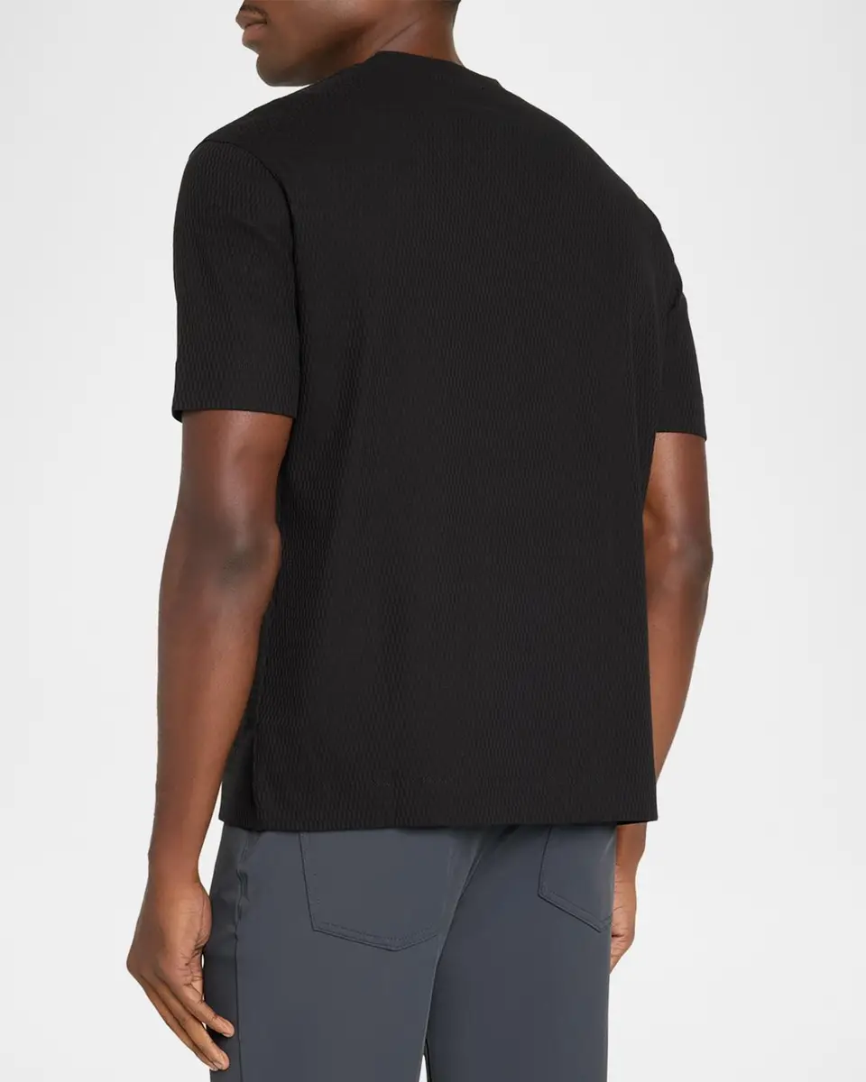 Emporio Armani Men's Cotton Geometric Jacquard Crewneck T-Shirt | Thumbnail 3 Emporio Armani Men's Cotton Geometric Jacquard Crewneck T-Shirt | Thumbnail 3