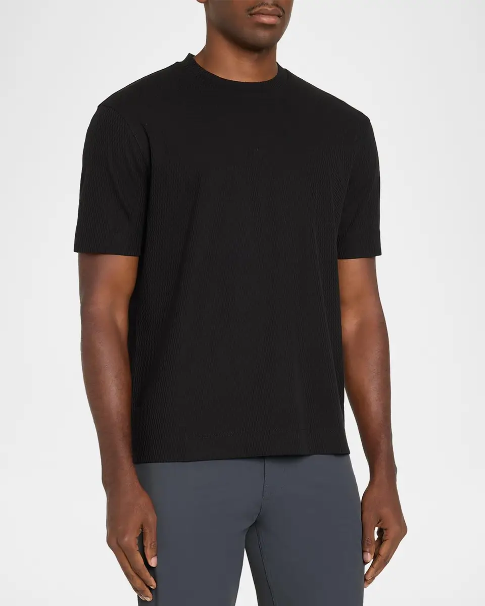 Emporio Armani Men's Cotton Geometric Jacquard Crewneck T-Shirt | Thumbnail 4 Emporio Armani Men's Cotton Geometric Jacquard Crewneck T-Shirt | Thumbnail 4