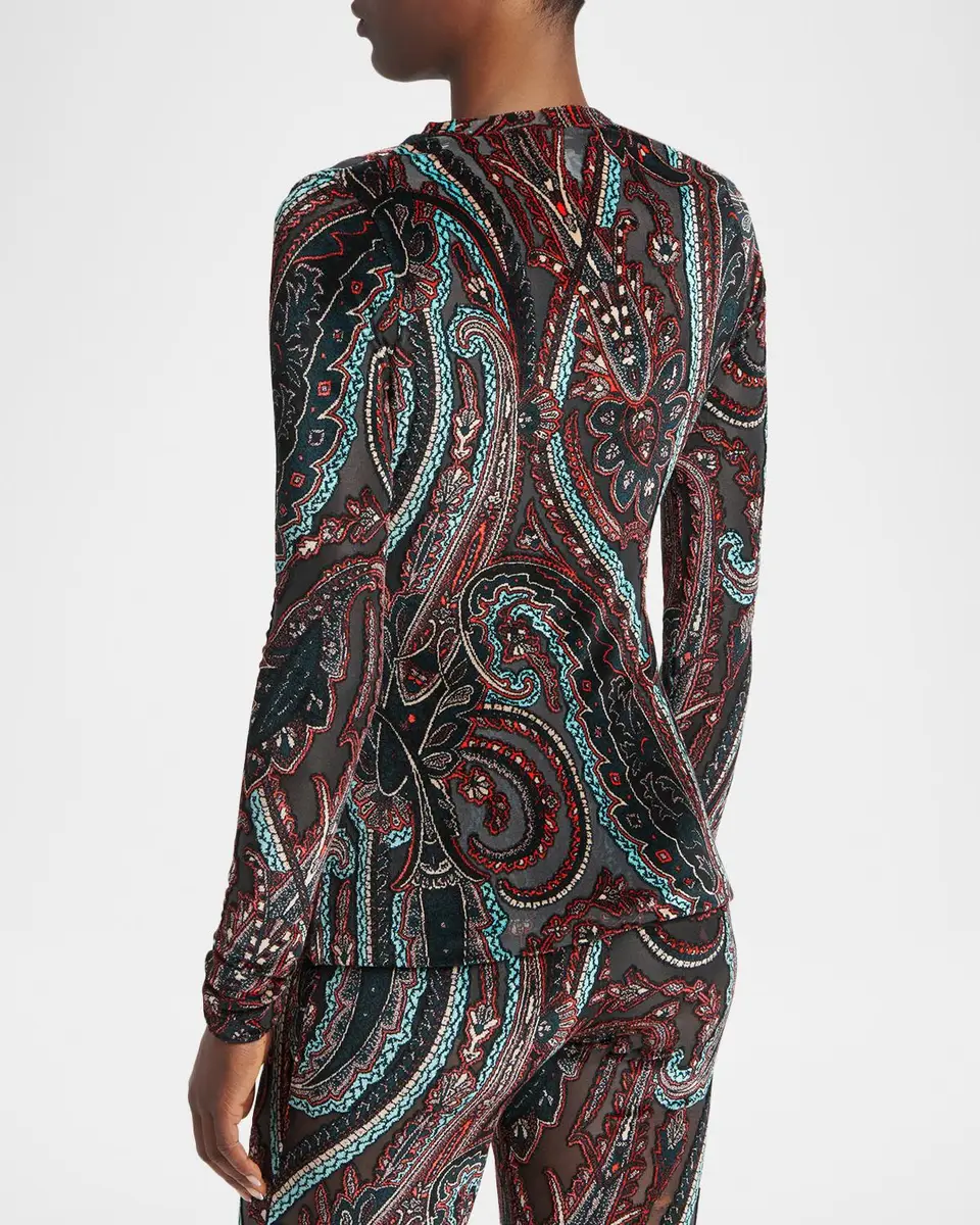 Etro Paisley Velvet Burnout Jersey Long-Sleeve Top | Thumbnail 3 Etro Paisley Velvet Burnout Jersey Long-Sleeve Top | Thumbnail 3