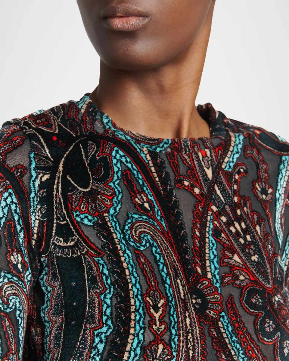 Etro Paisley Velvet Burnout Jersey Long-Sleeve Top | Thumbnail 5 Etro Paisley Velvet Burnout Jersey Long-Sleeve Top | Thumbnail 5