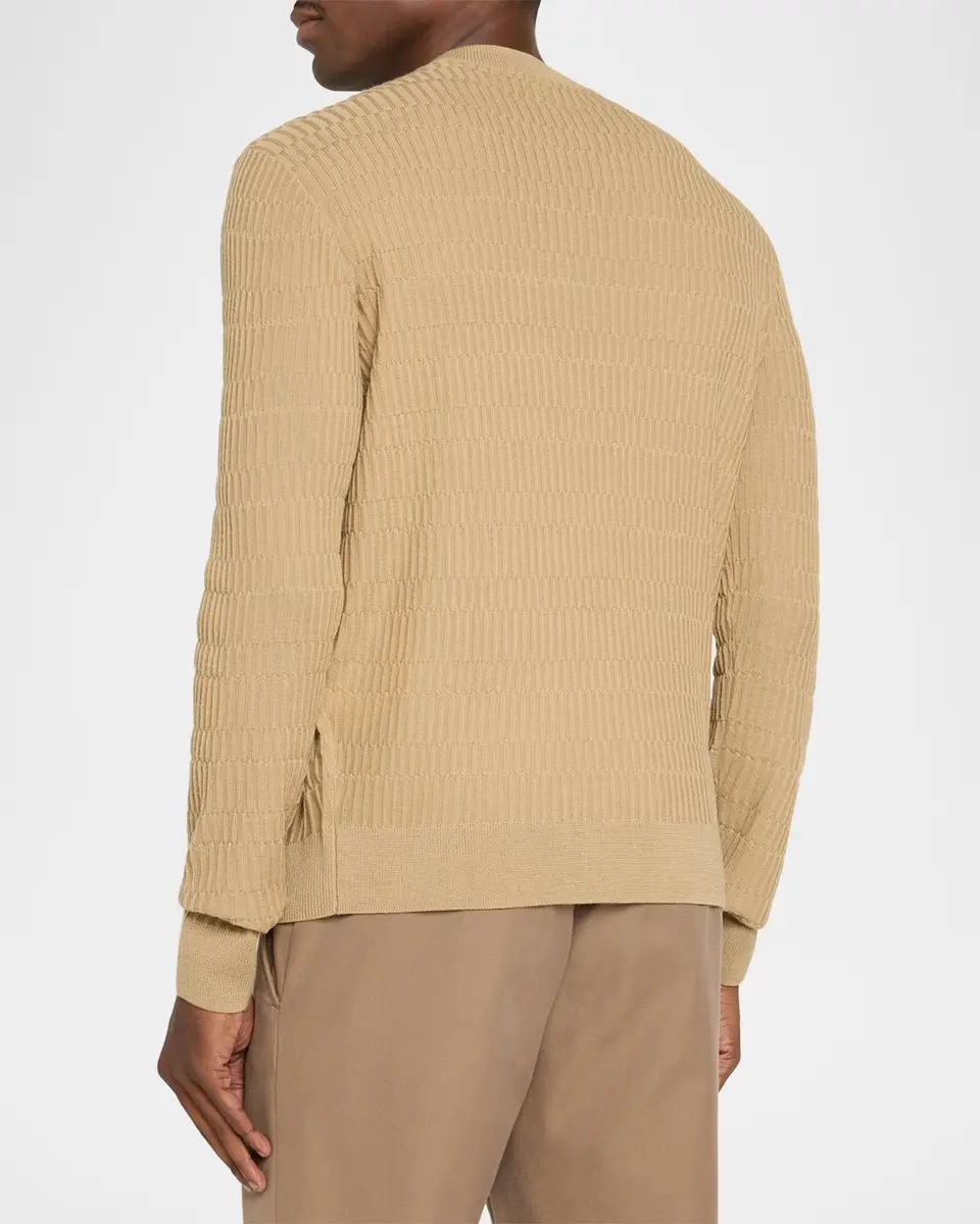 Emporio Armani Men's Wool Bar-Stitched Crewneck Sweater | Thumbnail 3 Emporio Armani Men's Wool Bar-Stitched Crewneck Sweater | Thumbnail 3