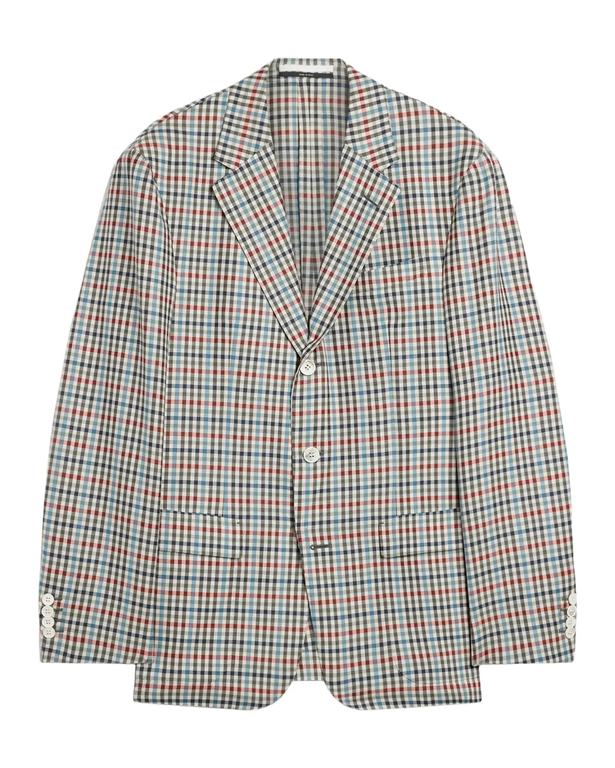 Men's Wool and Cashmere Check Single-Breasted Blazer