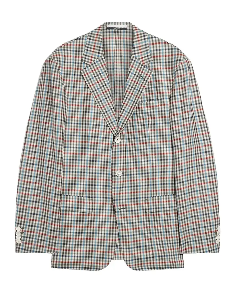 dunhill Men's Wool and Cashmere Check Single-Breasted Blazer | Image 1 dunhill Men's Wool and Cashmere Check Single-Breasted Blazer | Image 1