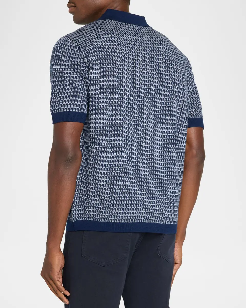 Emporio Armani Men's Contrast Triangle Jacquard Short-Sleeve Sweater | Thumbnail 3