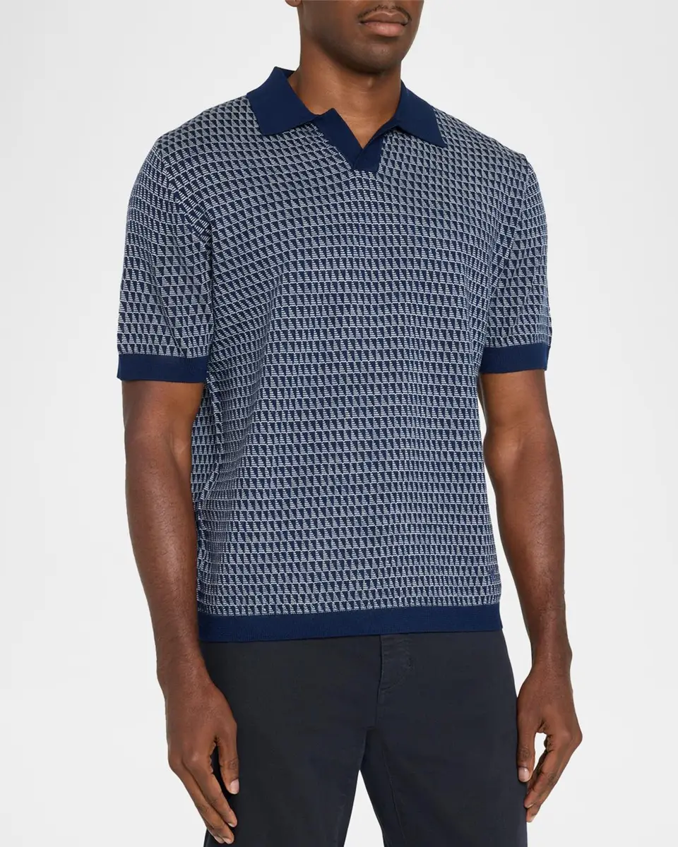 Emporio Armani Men's Contrast Triangle Jacquard Short-Sleeve Sweater | Thumbnail 4