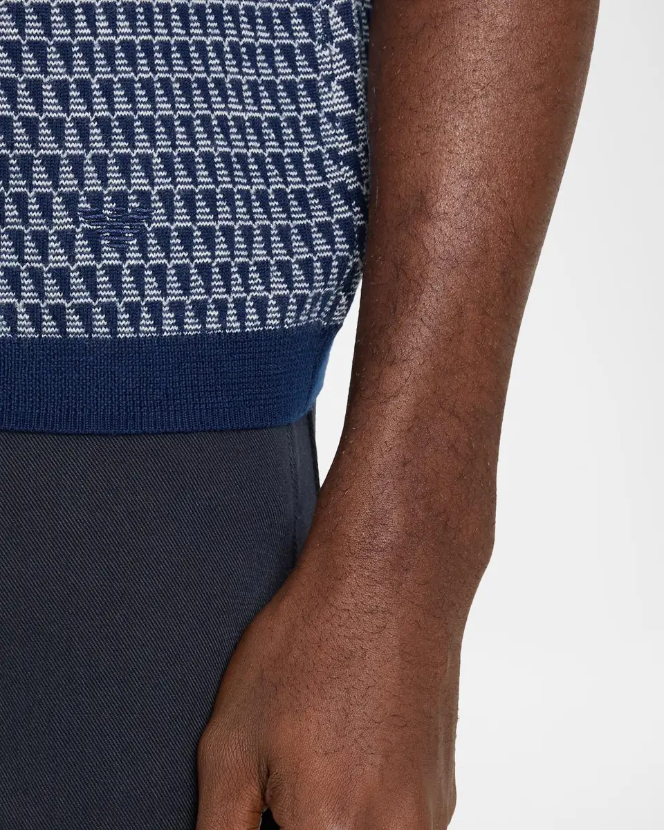 Emporio Armani Men's Contrast Triangle Jacquard Short-Sleeve Sweater | Thumbnail 5