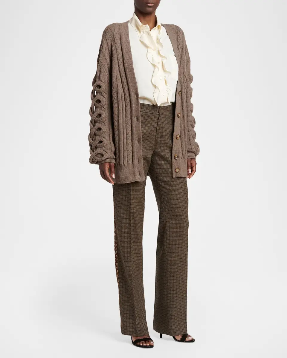 Etro Loop Cable Knit V-Neck Cardigan | Thumbnail 2 Etro Loop Cable Knit V-Neck Cardigan | Thumbnail 2