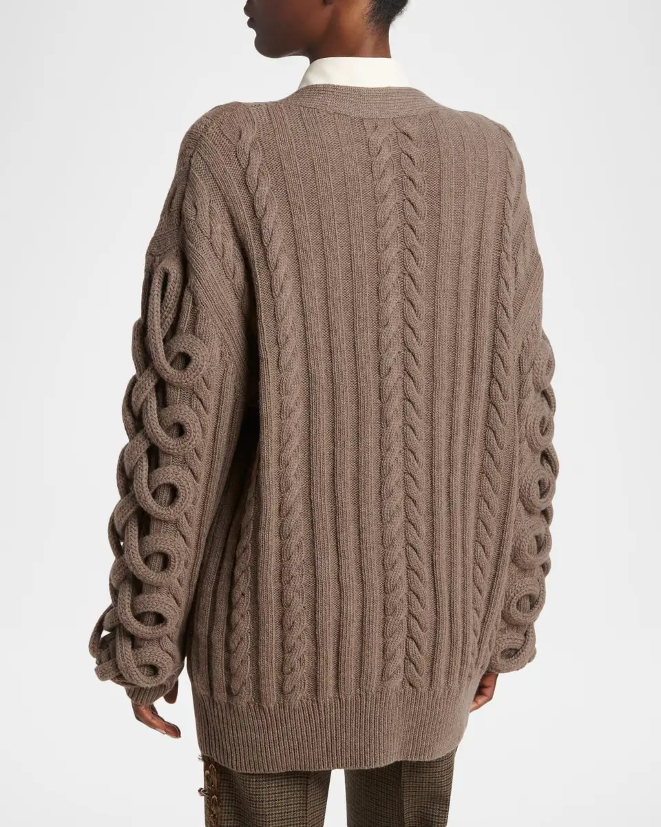 Etro Loop Cable Knit V-Neck Cardigan | Thumbnail 3 Etro Loop Cable Knit V-Neck Cardigan | Thumbnail 3