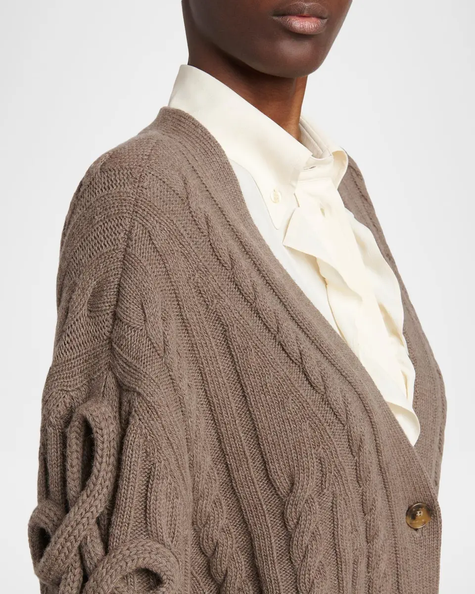 Etro Loop Cable Knit V-Neck Cardigan | Thumbnail 5 Etro Loop Cable Knit V-Neck Cardigan | Thumbnail 5