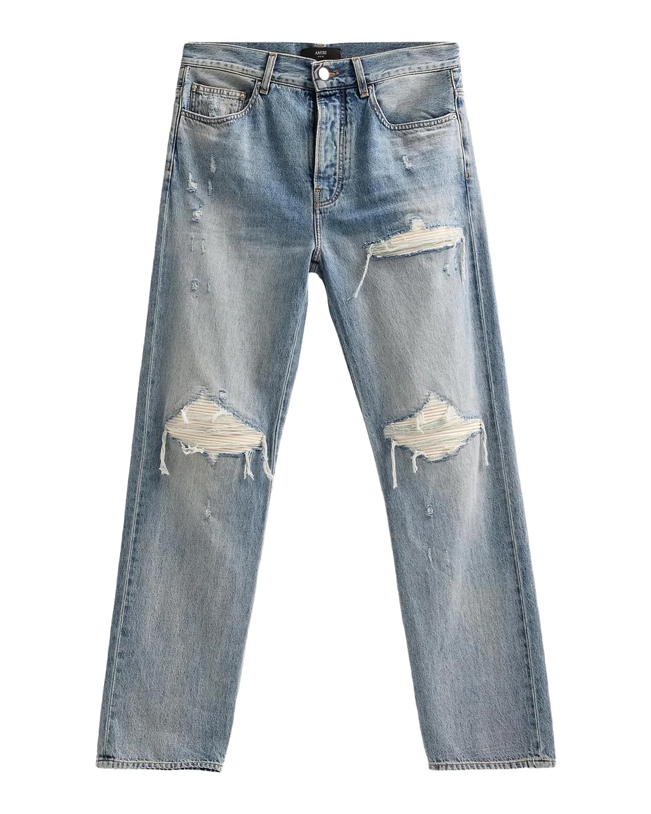 AMIRI MX1 Suede Moto Straight-Fit Jeans
