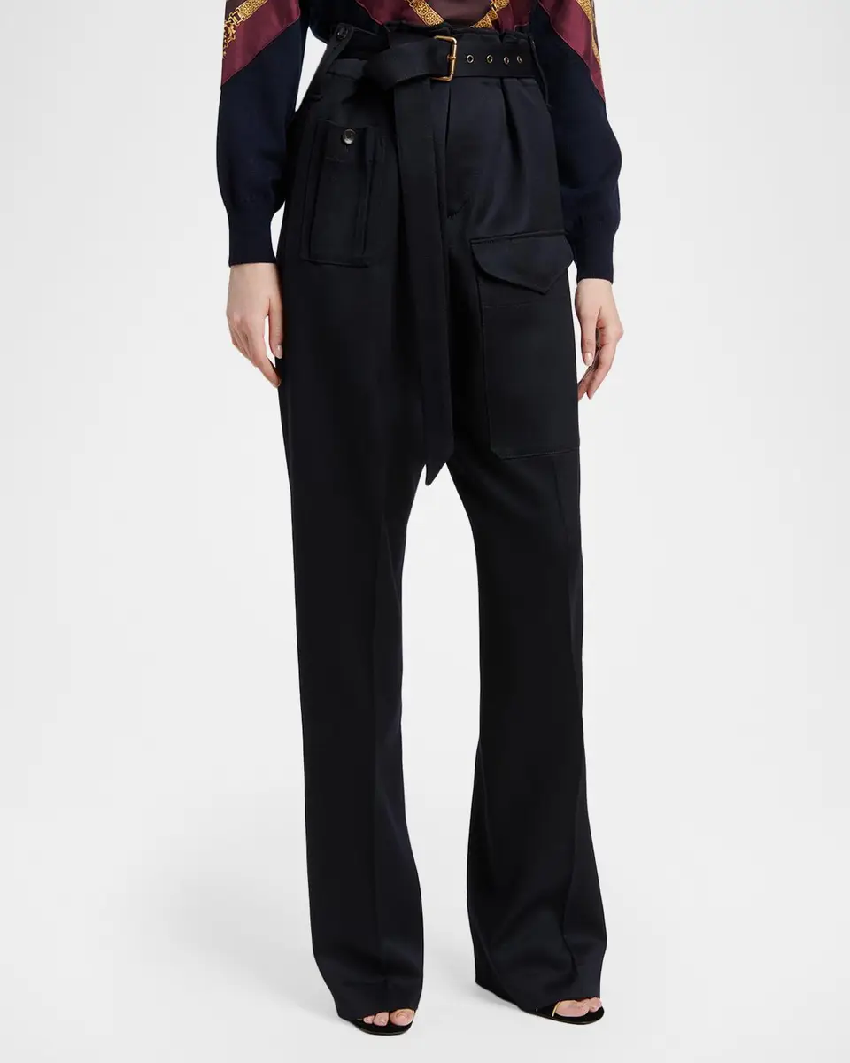 Etro Belted Paperbag Waist Straight-Leg Trousers | Thumbnail 4 Etro Belted Paperbag Waist Straight-Leg Trousers | Thumbnail 4