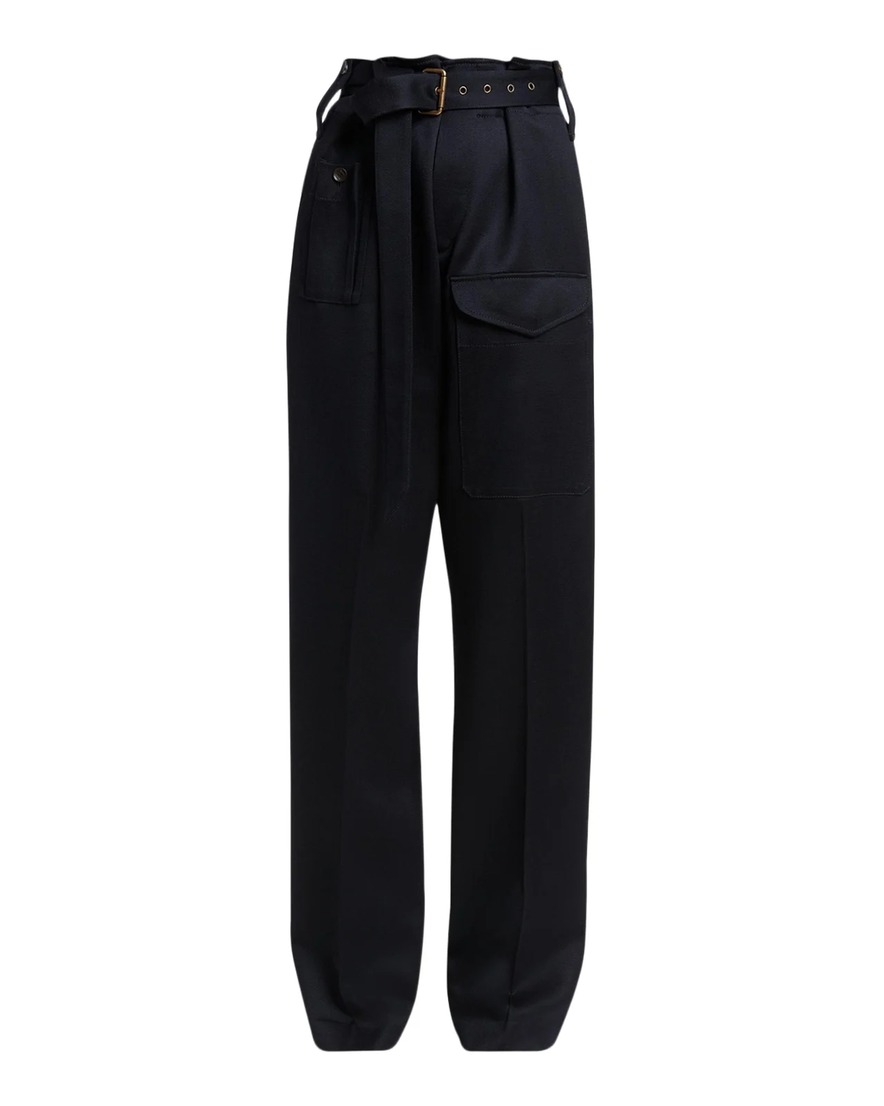 Belted Paperbag Waist Straight-Leg Trousers Belted Paperbag Waist Straight-Leg Trousers