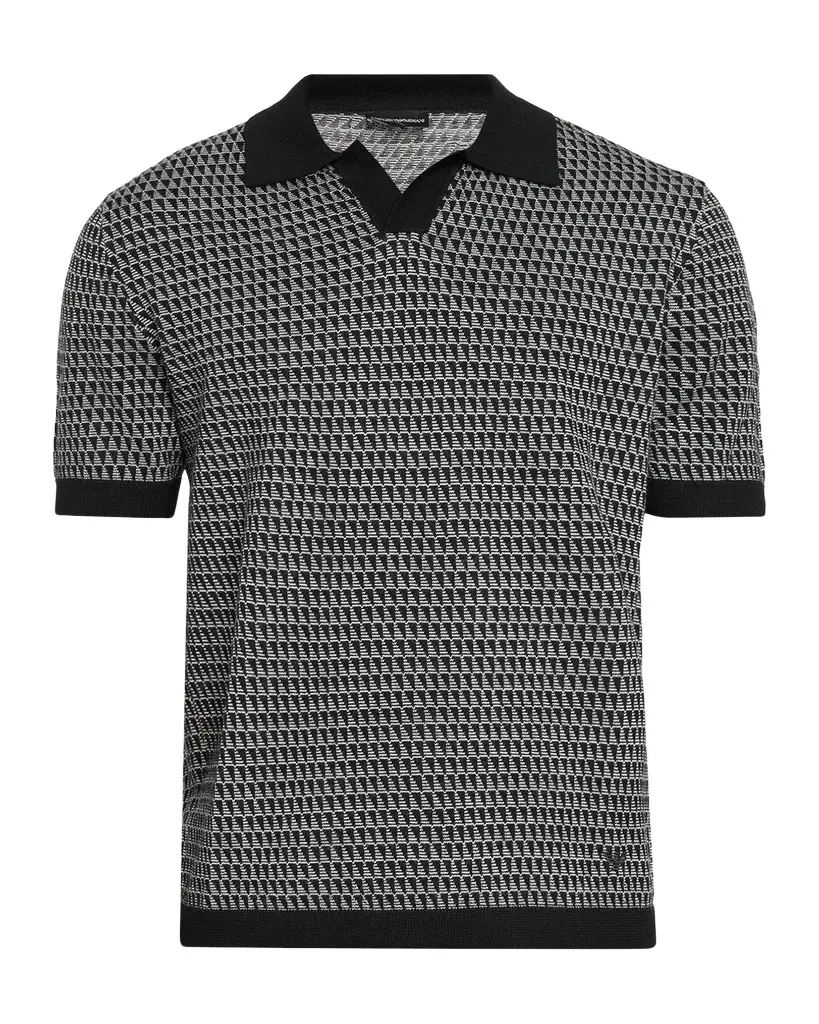 Emporio Armani Men's Jacquard Short-Sleeve Sweater | Image 1 Emporio Armani Men's Jacquard Short-Sleeve Sweater | Image 1