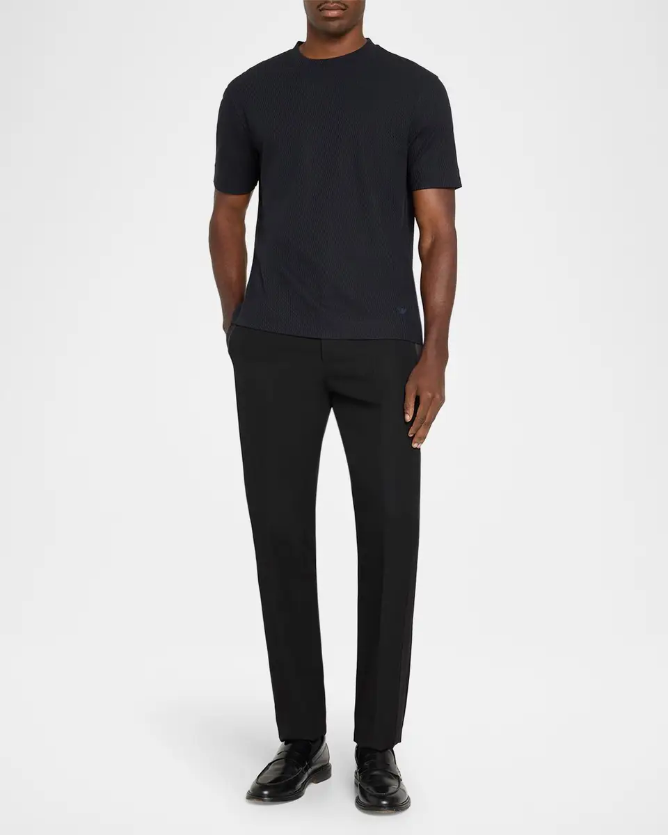 Emporio Armani Men's Geometric Jacquard Crewneck T-Shirt | Thumbnail 2 Emporio Armani Men's Geometric Jacquard Crewneck T-Shirt | Thumbnail 2