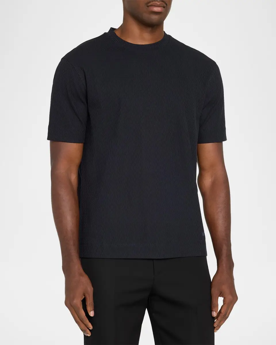 Emporio Armani Men's Geometric Jacquard Crewneck T-Shirt | Thumbnail 4 Emporio Armani Men's Geometric Jacquard Crewneck T-Shirt | Thumbnail 4