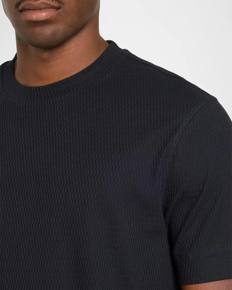 Emporio Armani Men's Geometric Jacquard Crewneck T-Shirt | Thumbnail 5 Emporio Armani Men's Geometric Jacquard Crewneck T-Shirt | Thumbnail 5