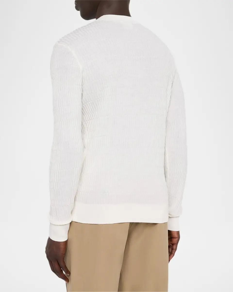 Emporio Armani Men's Wool Bar-Stitched Crewneck Sweater | Thumbnail 3