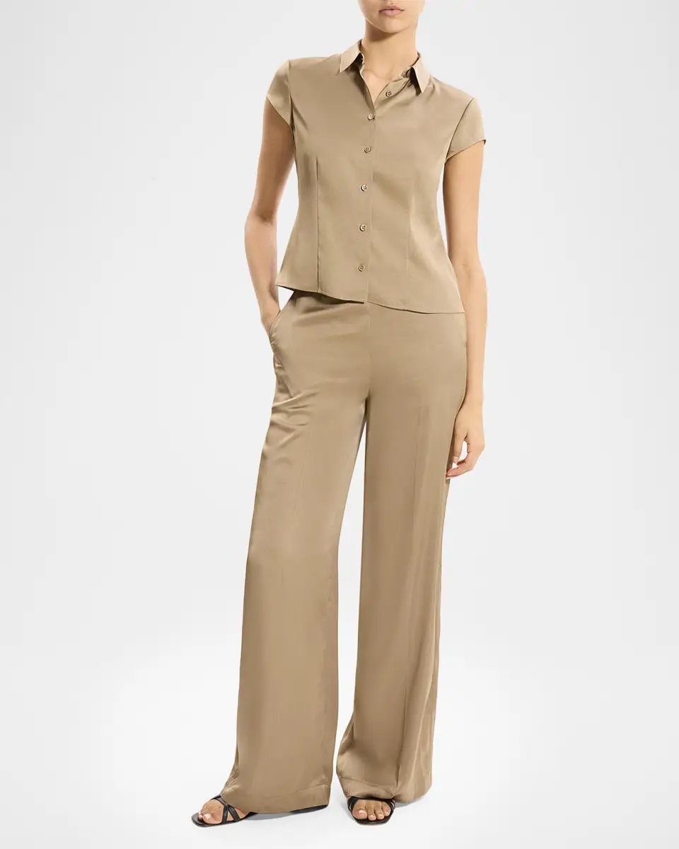Theory Satin Button-Front Shirt | Thumbnail 2 Theory Satin Button-Front Shirt | Thumbnail 2