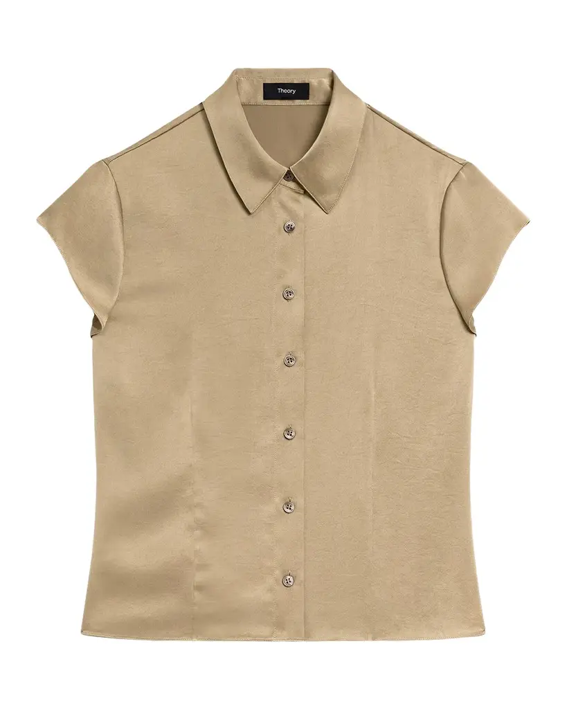 Satin Button-Front Shirt Satin Button-Front Shirt