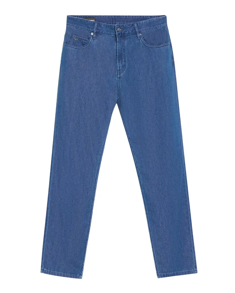 Emporio Armani Men's Medium-Wash Denim Straight-Leg Jeans | Image 1 Emporio Armani Men's Medium-Wash Denim Straight-Leg Jeans | Image 1