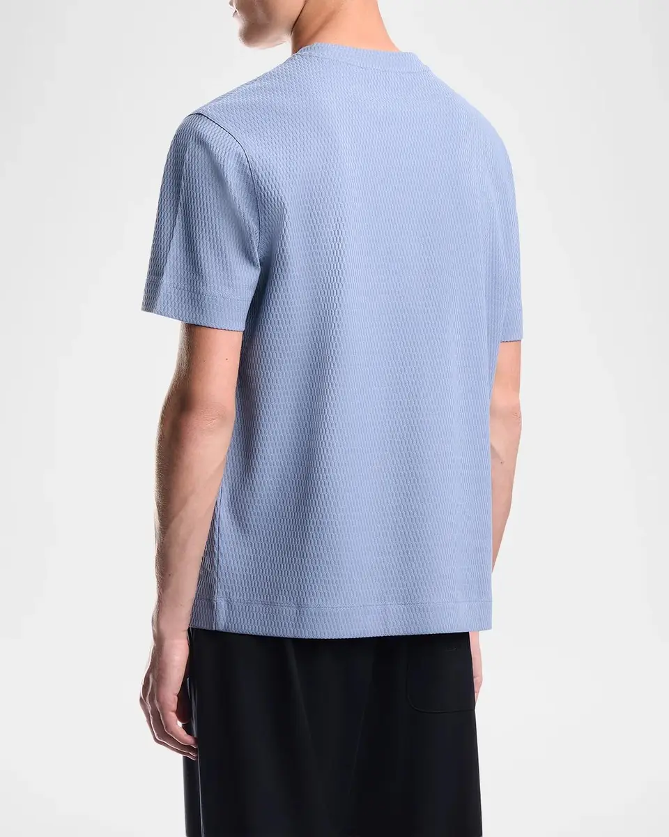 Emporio Armani Men's Geometric Jacquard Crewneck T-Shirt | Thumbnail 3 Emporio Armani Men's Geometric Jacquard Crewneck T-Shirt | Thumbnail 3