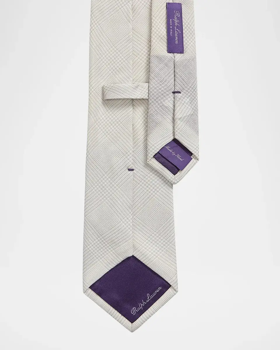 Ralph Lauren Purple Label Men's Glen Plaid Cashmere-Silk Tie | Thumbnail 2 Ralph Lauren Purple Label Men's Glen Plaid Cashmere-Silk Tie | Thumbnail 2