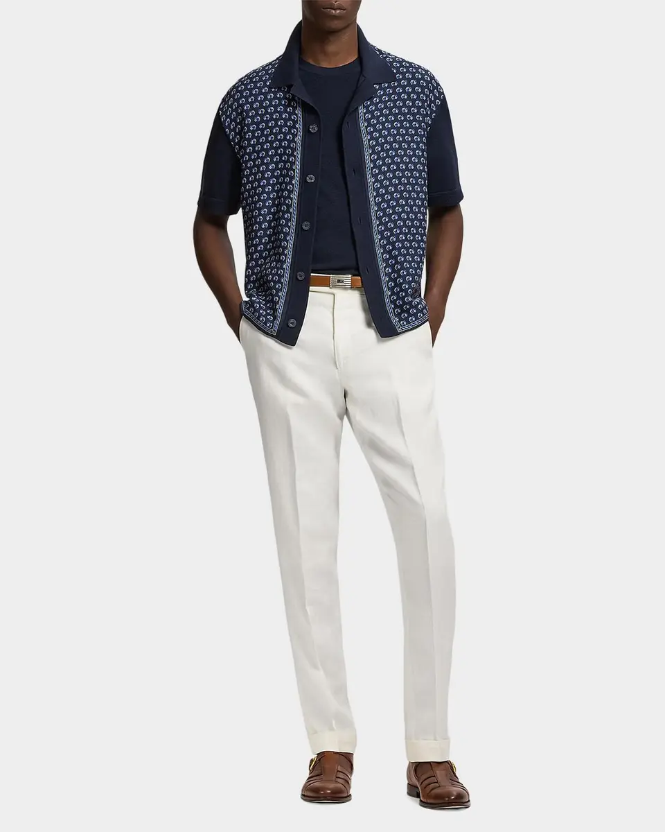 Ralph Lauren Purple Label Men's Silk-Cotton Short-Sleeve Cardigan | Thumbnail 2 Ralph Lauren Purple Label Men's Silk-Cotton Short-Sleeve Cardigan | Thumbnail 2