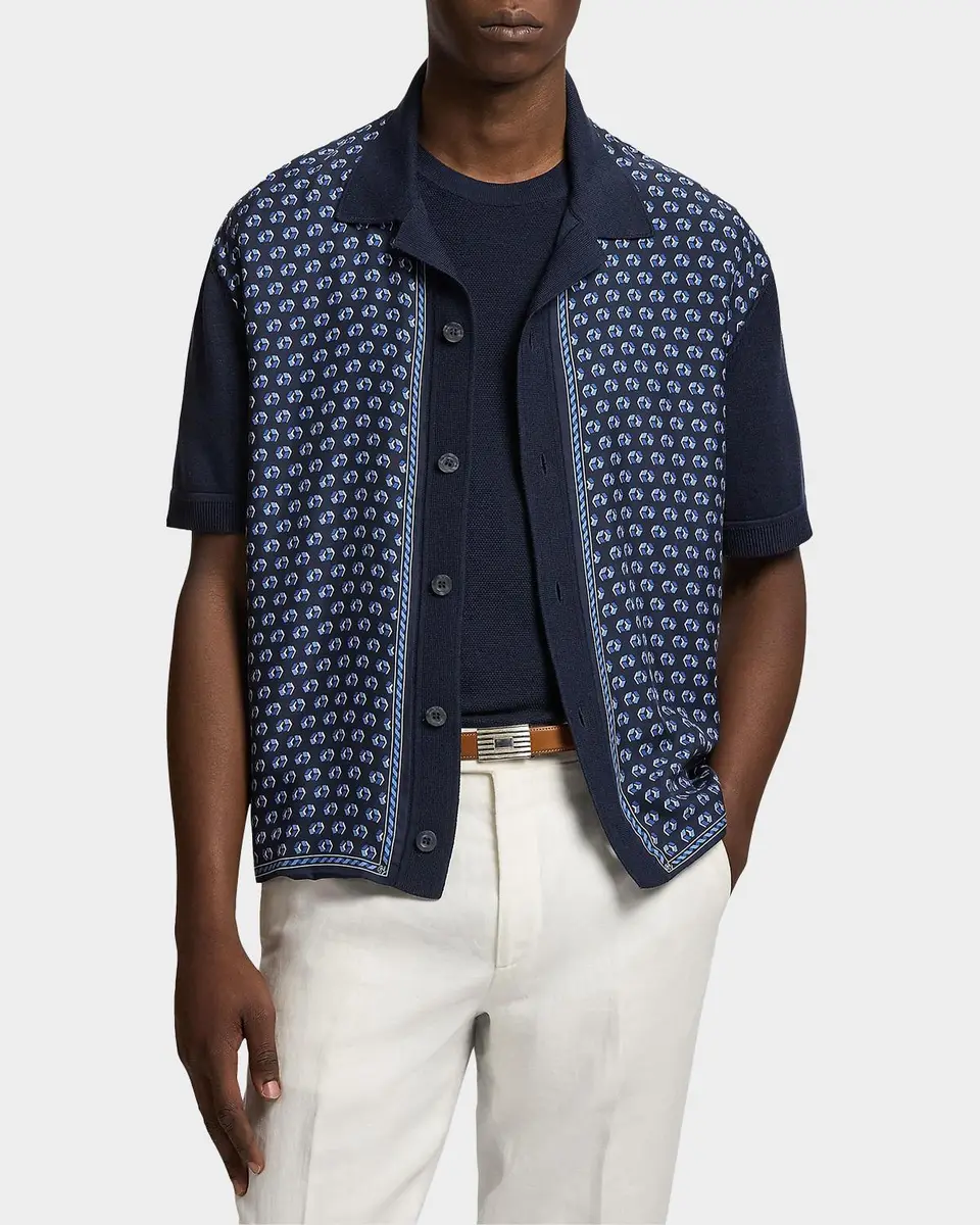 Ralph Lauren Purple Label Men's Silk-Cotton Short-Sleeve Cardigan | Thumbnail 3 Ralph Lauren Purple Label Men's Silk-Cotton Short-Sleeve Cardigan | Thumbnail 3